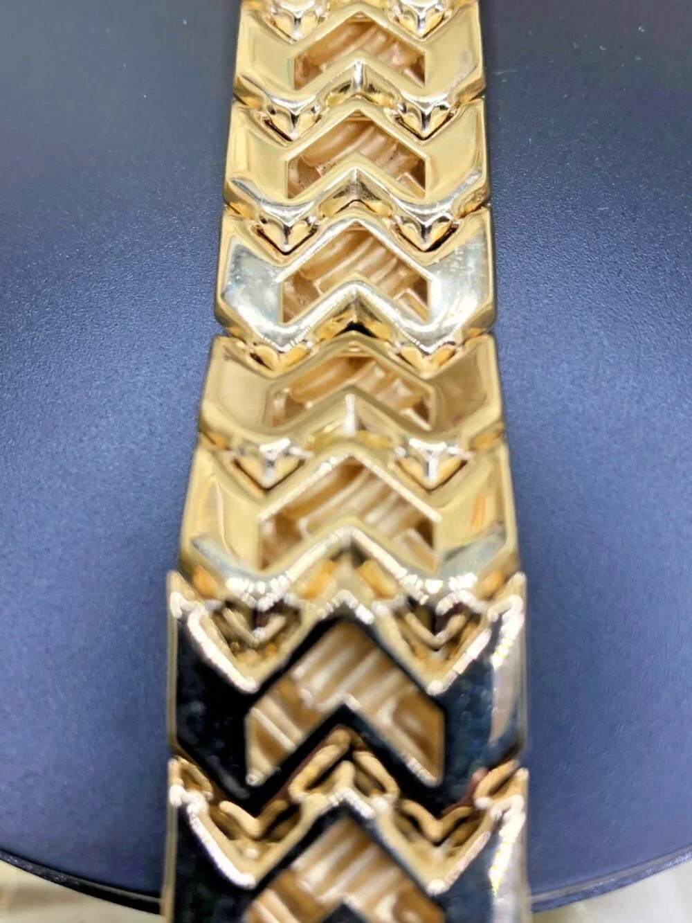ESTATE:  Vintage 925/Vermeil Puffy Basket Weave Cuff Bracelet, gorgeous, HEAVY